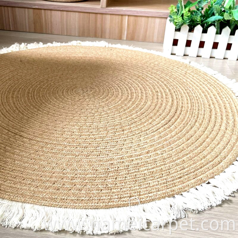 Living Room Jute Hemp Braided Woven Carpet Area Rugs Floor Mats